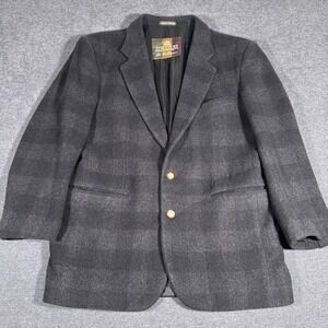 Structure Le Collezioni Blazer Mens M Black Check Wool Sport Coat Jacket Tweed